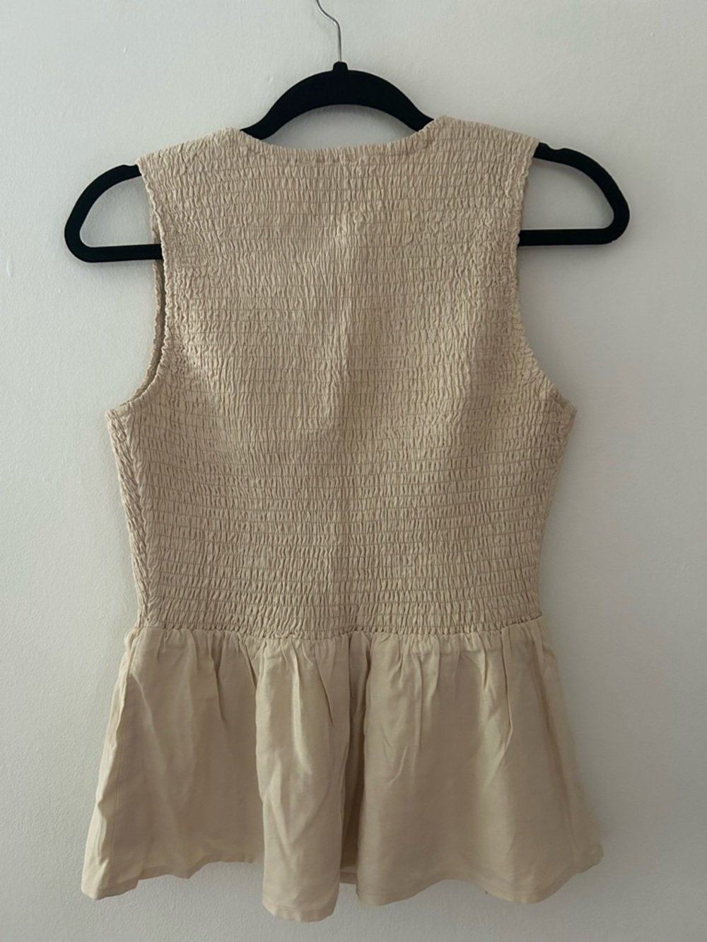 Revolve Seven Wonders Fleur Shirred Tie Front Top in Sand Size Medium - Picture 8 of 8